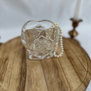 PartyLite Retired Rose Glass Candle/Trinket Holder